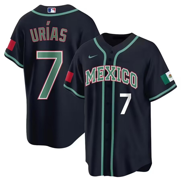 Men's Mexico Baseball #7 Julio Urías 2023 Black World Baseball Classic Stitched Jersey